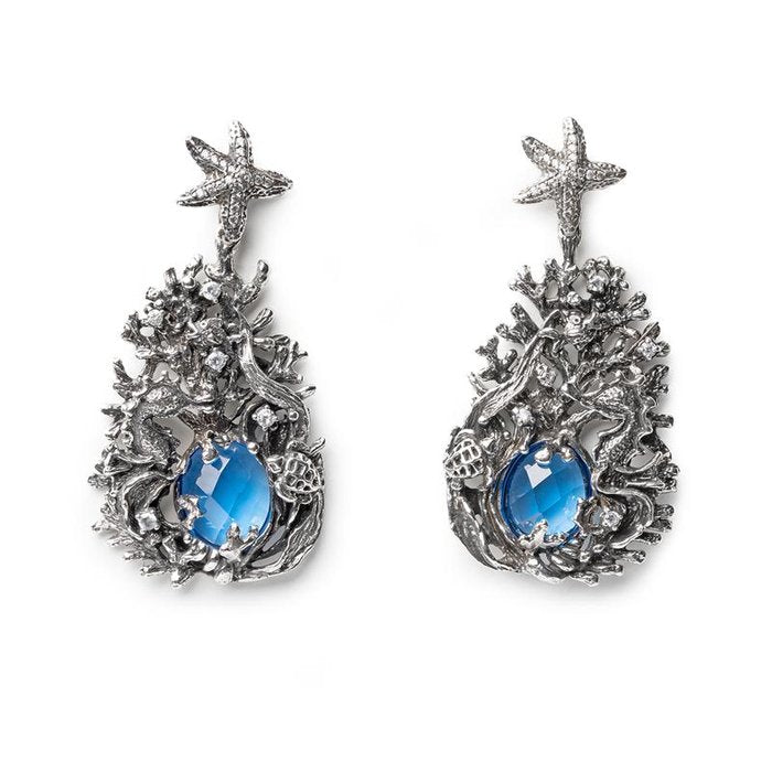 Aqua Blue Siamite Nude Earrings