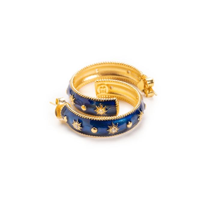 Orecchini Boccole Sole Blu Grandi