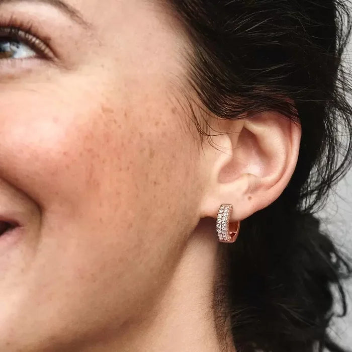 Pavè Double Band Hoop Earrings