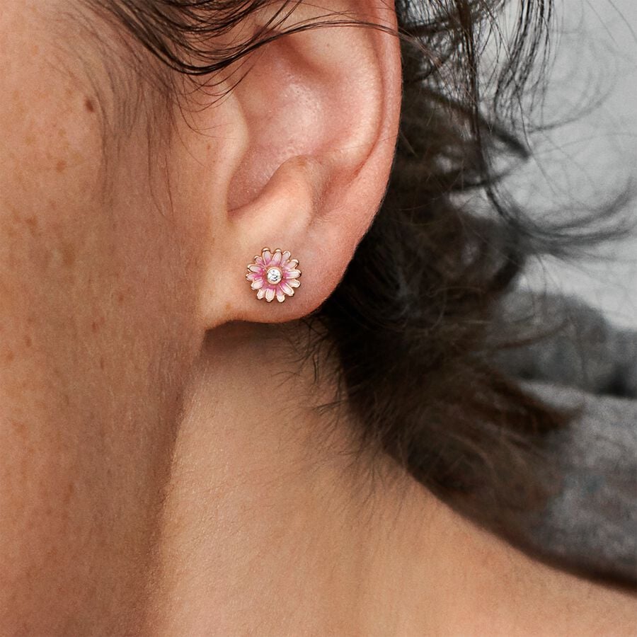 Pink Daisy Earrings