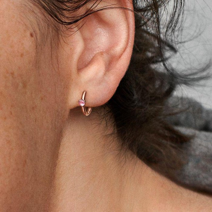 Earrings Orecchini a cerchio con solitario rosa