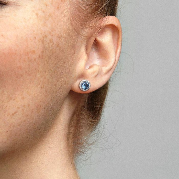 Earrings Sparkly Blue Round Stud Earrings