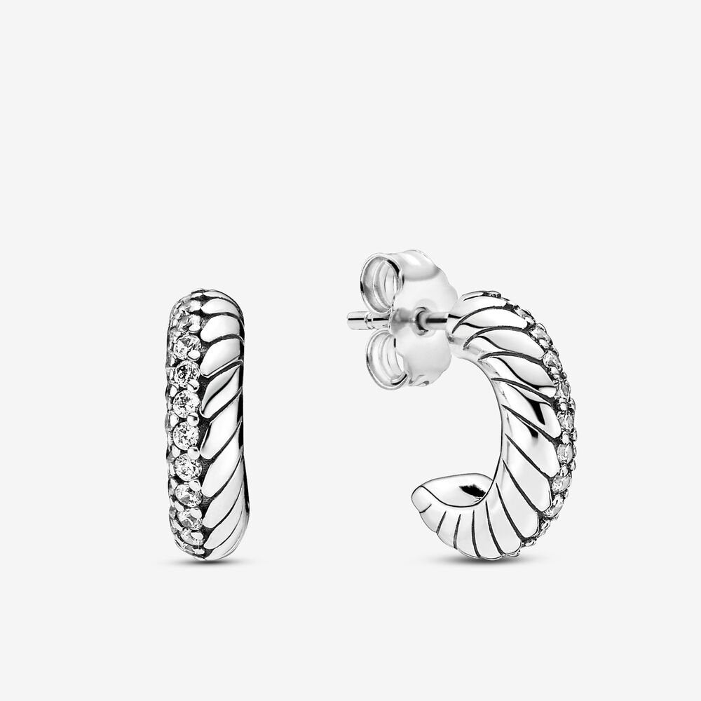 Boucles d'oreilles créoles à chaîne serpent et pavé