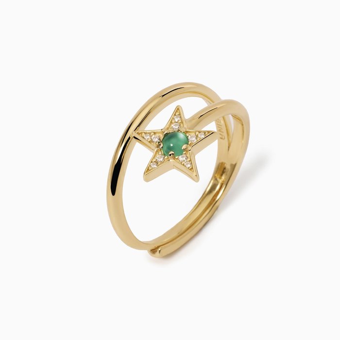 Anello stella dorato con agata verde STARLET