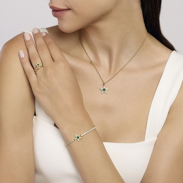 Anello stella dorato con agata verde STARLET