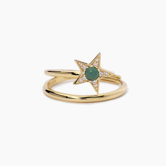 Anello stella dorato con agata verde STARLET