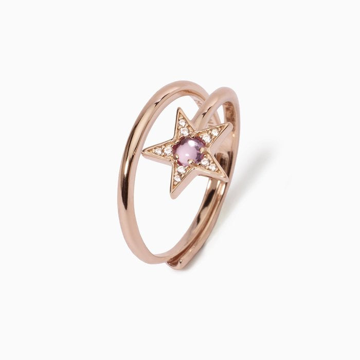 Anello stella rosato con tormalina sintetica STARLET