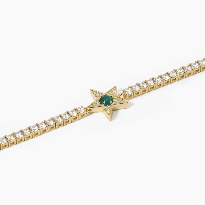 Bracciale tennis stella dorato con agata verde STARLET
