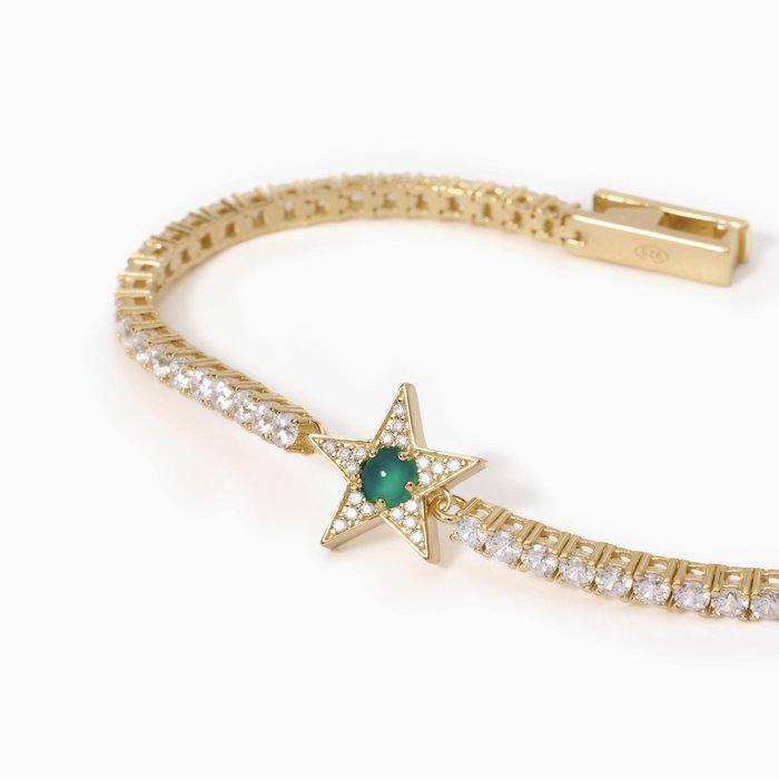 Bracciale tennis stella dorato con agata verde STARLET