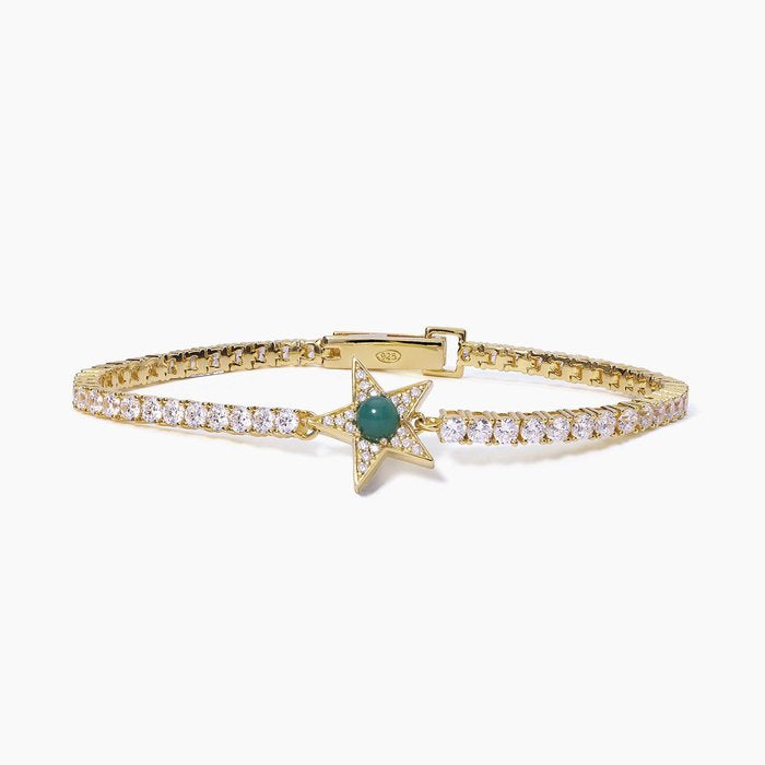 Bracciale tennis stella dorato con agata verde STARLET