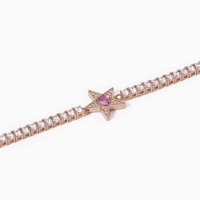 Bracciale tennis stella rosato con tormalina sintetica STARLET