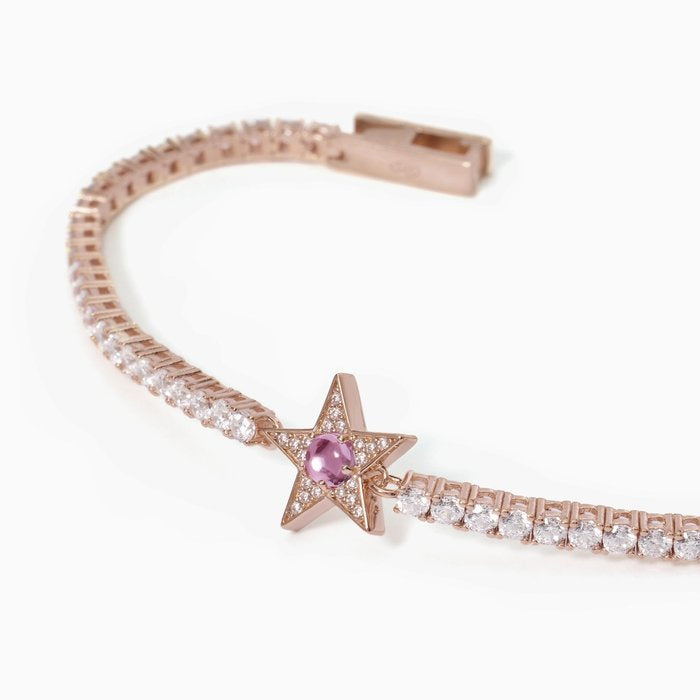 Bracciale tennis stella rosato con tormalina sintetica STARLET