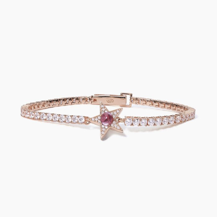 Bracciale tennis stella rosato con tormalina sintetica STARLET