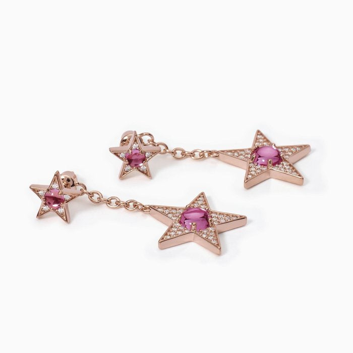 Orecchini stella rosato e tormalina sintetica STARLET
