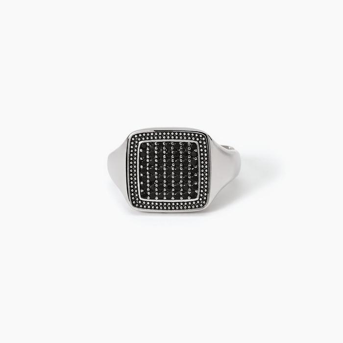 Chevalier ring with black pavé FIRST CAPTAIN