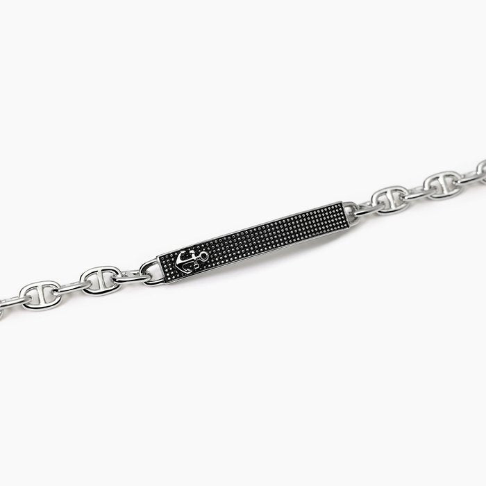 Bracciale con piastra borchiata NAVY RULE