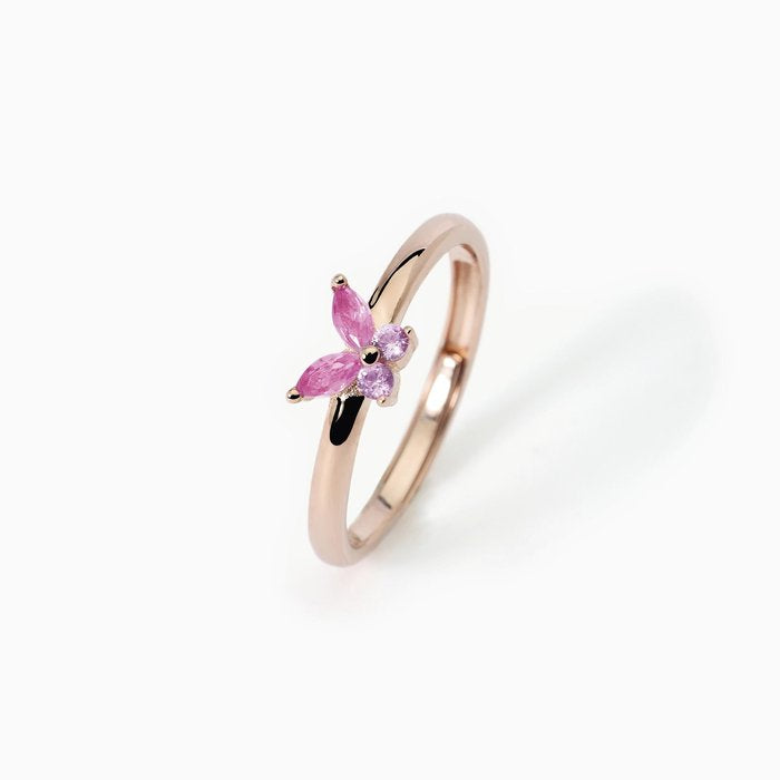 Anello con zirconi rosa taglio marquise. SECRET GARDEN
