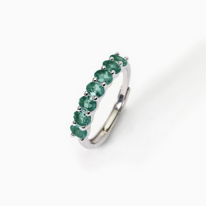 FESTIVAL Silver Ring with Synthetic Emeralds