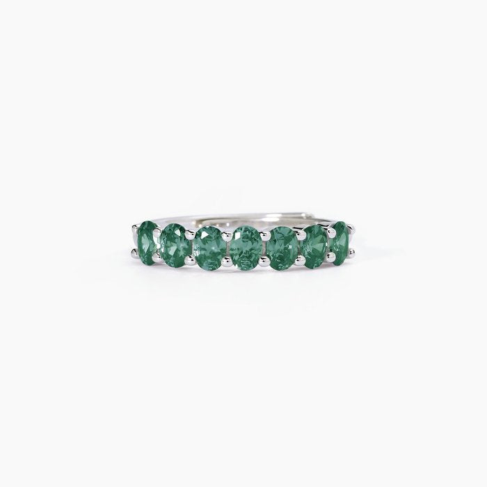 FESTIVAL Silver Ring with Synthetic Emeralds