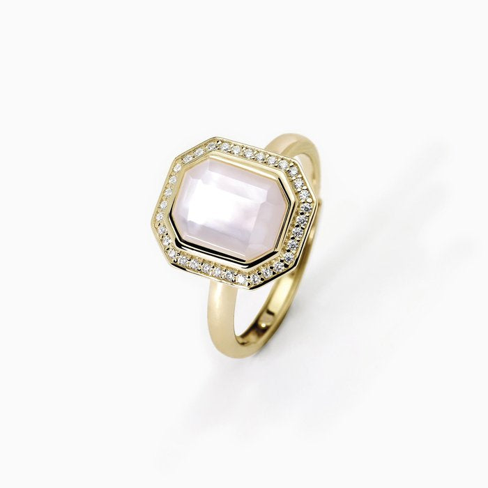 Octagonal cut ring with mother of pearl JETSET