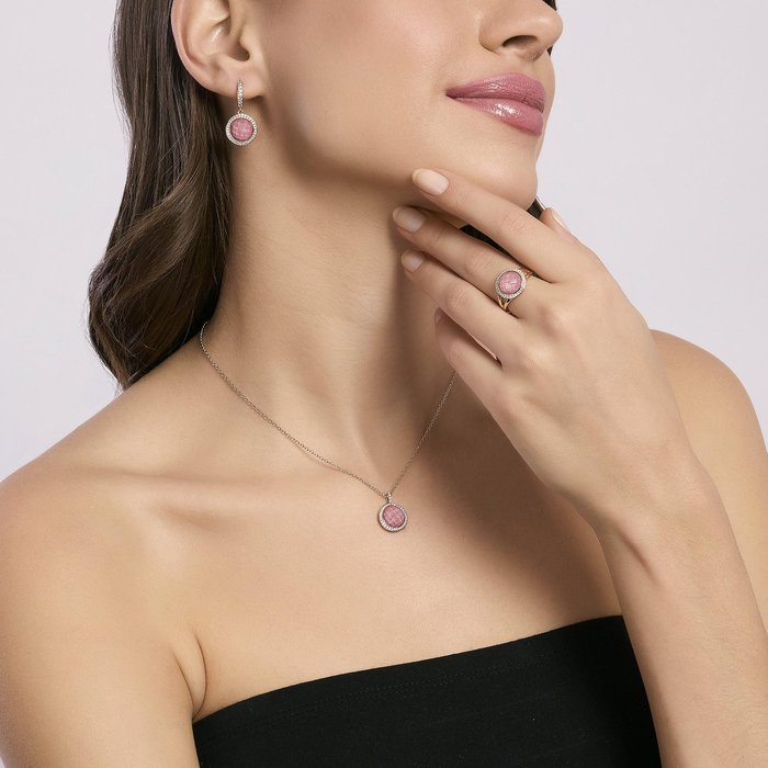 Collier ras du cou avec pendentif en rhodochrosite DIVA