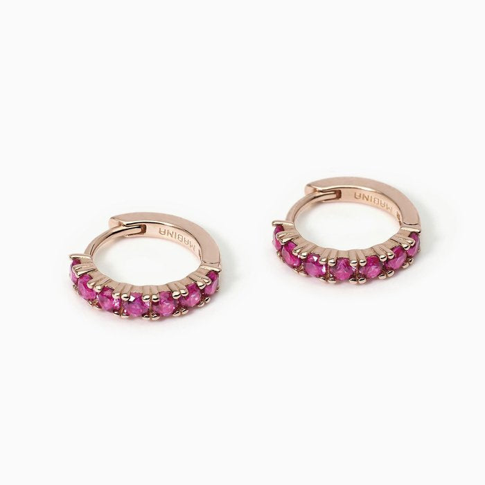 SOIRÉE Synthetic Ruby Hoop Earrings