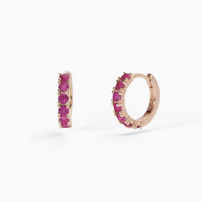 SOIRÉE Synthetic Ruby Hoop Earrings