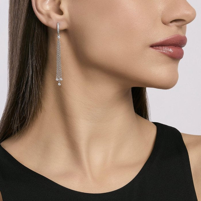 Boucles d'oreilles créoles en argent avec pendentifs chaînes SCINTILLA