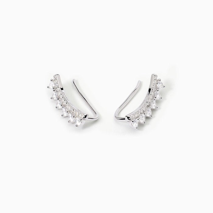 Boucles d'oreilles grimpantes en argent et zircone blanche JENNIFER