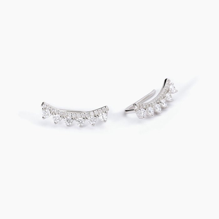 Boucles d'oreilles grimpantes en argent et zircone blanche JENNIFER
