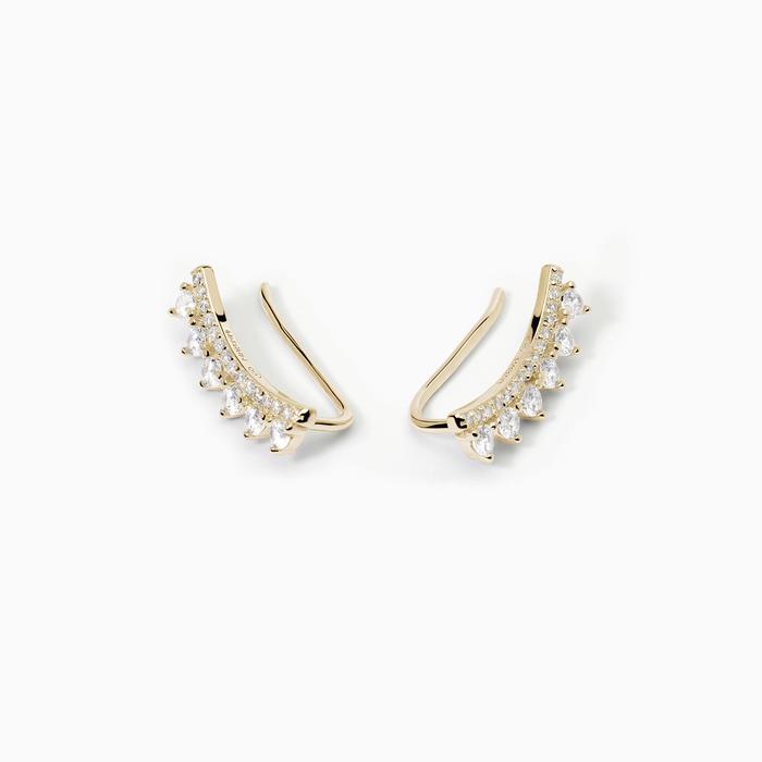 JENNIFER White Zirconia Silver Climbing Earrings