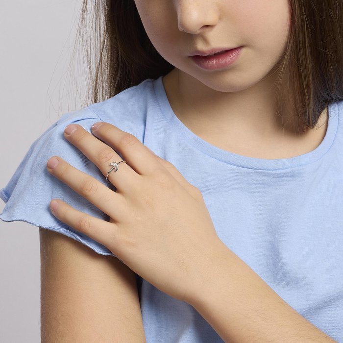 Silver ring with crescent moon BLUE MOON