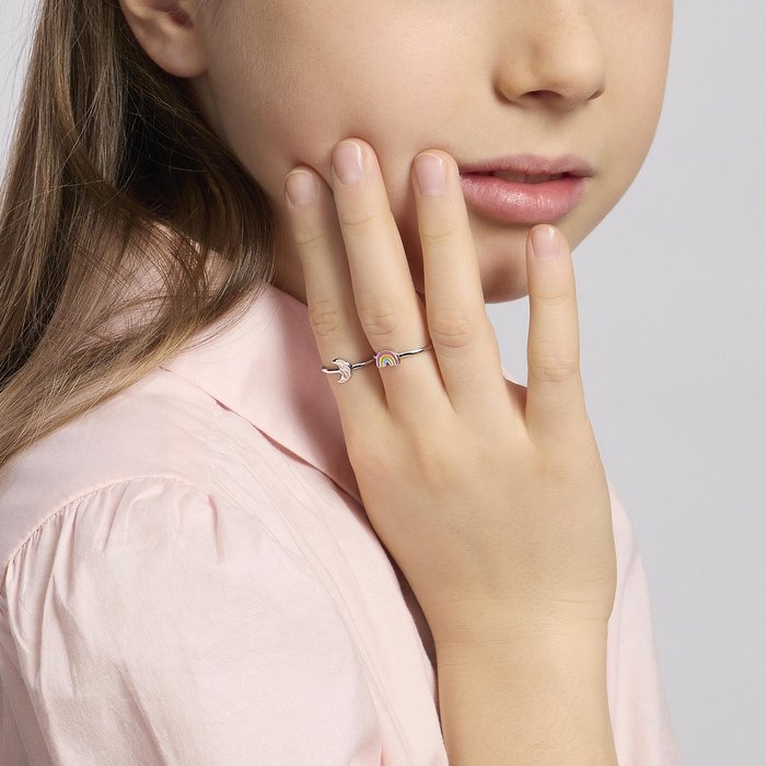 Silver ring with crescent moon BLUE MOON