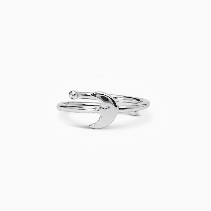 Silver ring with crescent moon BLUE MOON