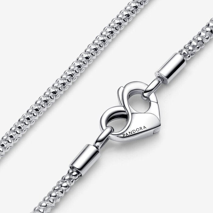 Geometric Mesh Necklace with Heart Clasp