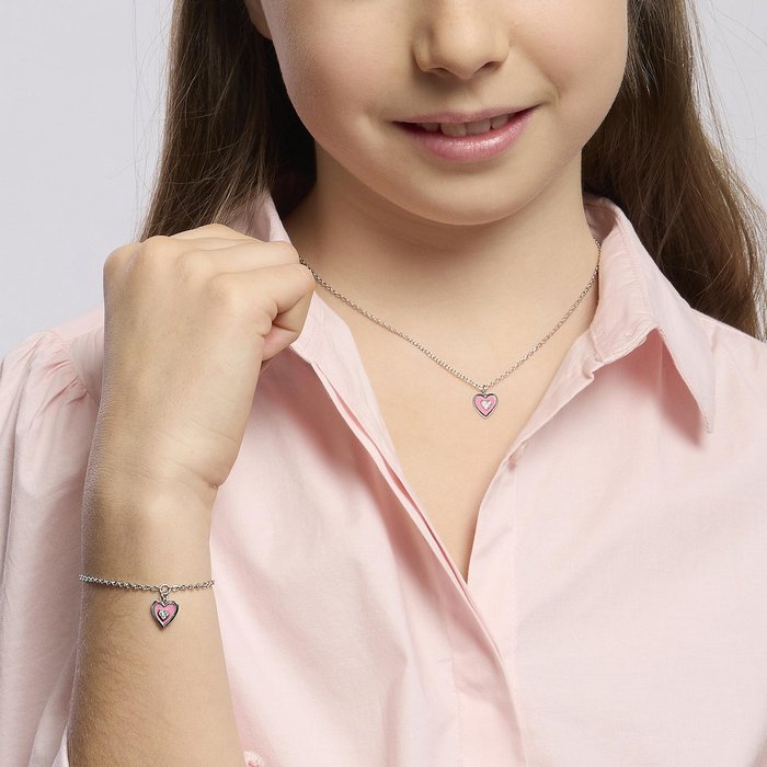 TVB Silver Choker with Enamelled Heart Pendant