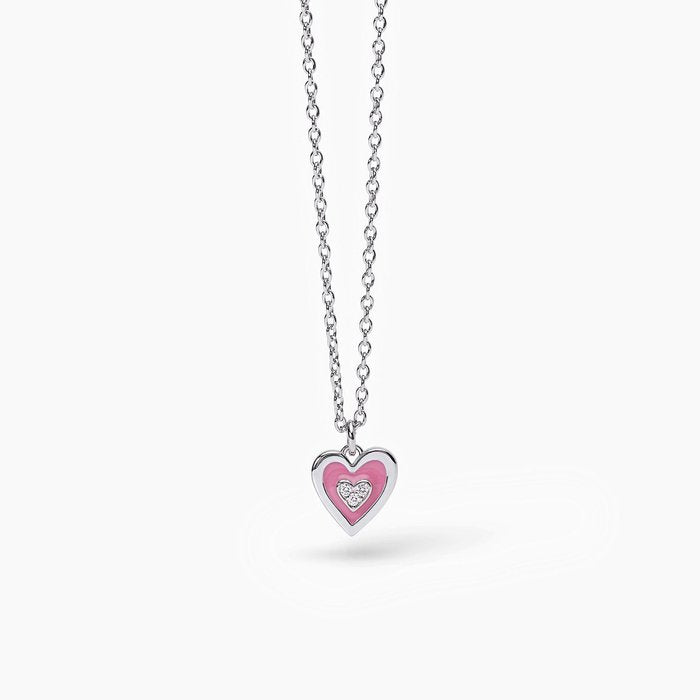 TVB Silver Choker with Enamelled Heart Pendant