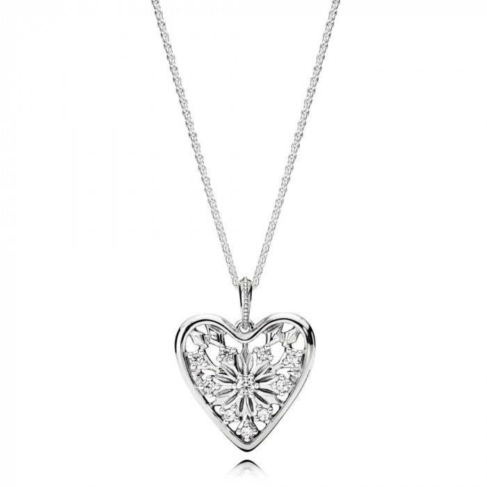 Collier pendentif coeur d'hiver 80 cm