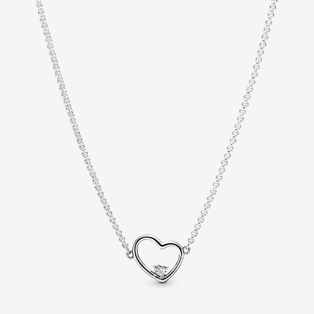 Asymmetrical luminous hearts necklace 46 cm
