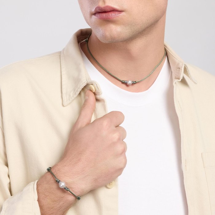 Collana in argento con cristalli verdi TROPICAL