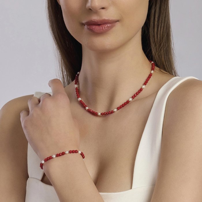 Bracciale in con perle coltivate e corallo bambù BEACH CODE