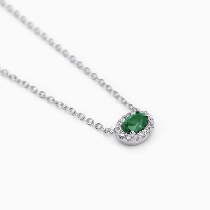 Girocollo in argento con smeraldo sintetico ovale COOL OR RÉTRO?