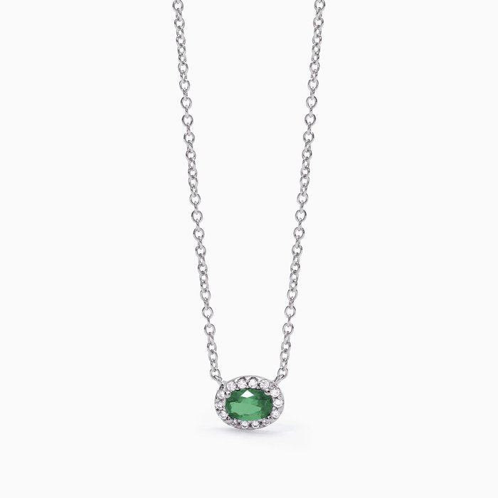 Girocollo in argento con smeraldo sintetico ovale COOL OR RÉTRO?