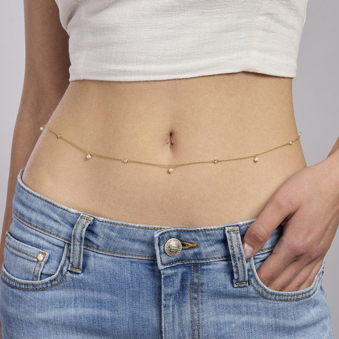 Chaîne de taille en argent plaqué or avec perles DUCHESSA