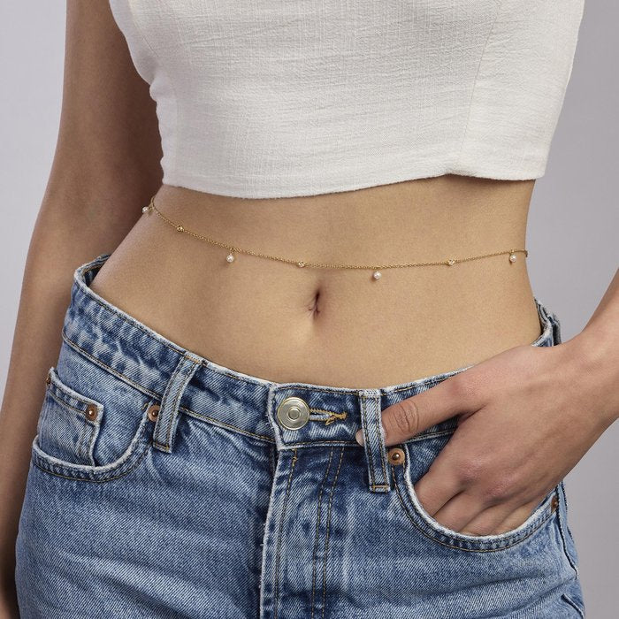 Chaîne de taille en argent plaqué or avec perles DUCHESSA