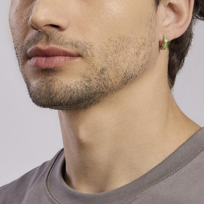 Orecchino in argento a cerchio con smalto verde COLOR BLOCK