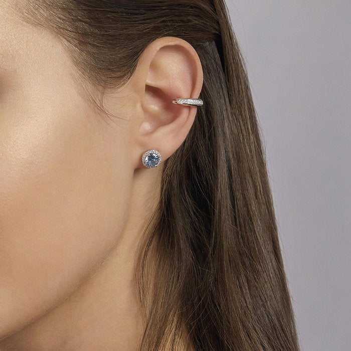Orecchino ear cuff ovale in argento con zirconi bianchi CUFFMANIA
