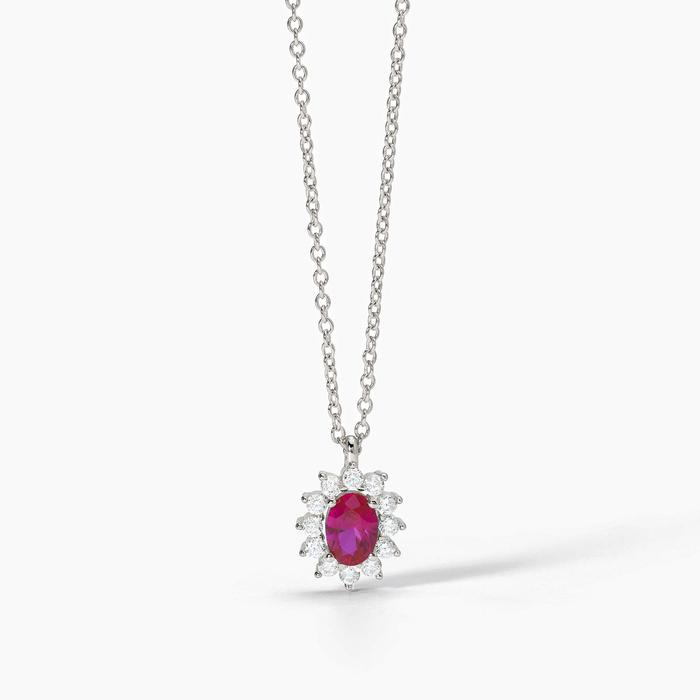 Girocollo in argento con rubino sintetico COOL OR RÉTRO?