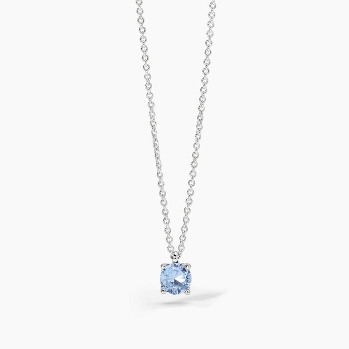Collier ras du cou en argent et aigue-marine synthétique brillante