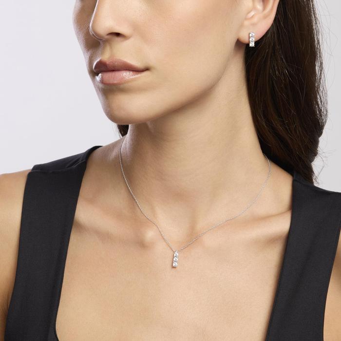 Boucles d'oreilles TRILOGY en argent et zircone blanche